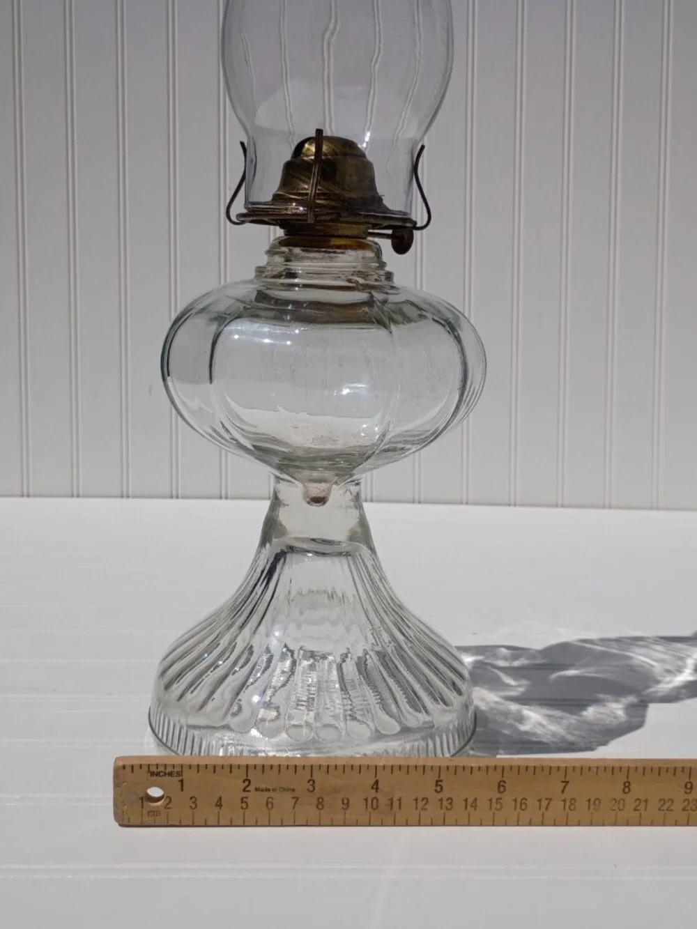 Vintage Anchor Hocking Clear Glass Kerosene Oil Lamp 18